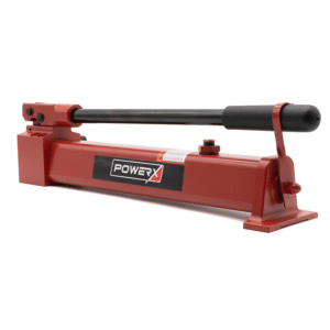 Product photo of an angled Hydraulic Hand Pump 46 in against a white background