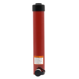 Rear view of single Acting 15 Ton 10 Stroke General Purpose Cylinder product photo against a white background