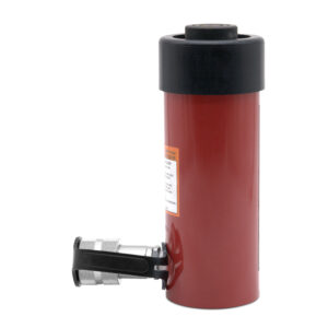 Side view of a Single Acting 15 Ton 4 Stroke General Purpose Cylinder product photo against a white background